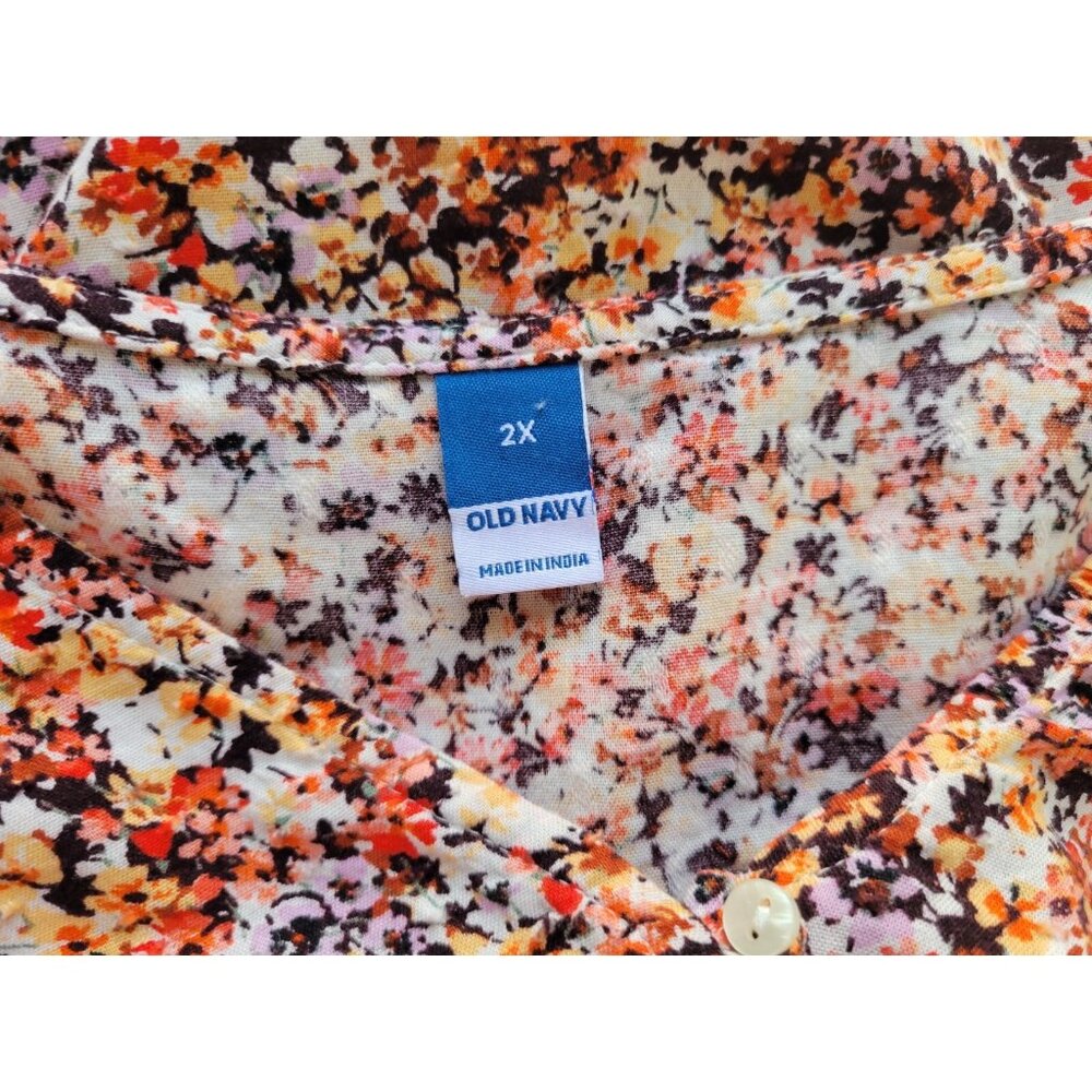 Old Navy Womens Top 2X Plus Cropped Long Sleeve Brown Floral FLO200E - Picture 7 of 9